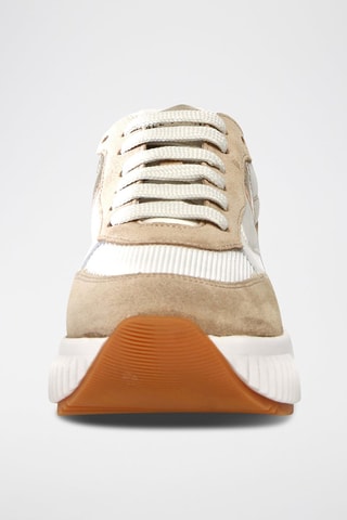 Baskets plateformes en cuir - Blanc, beige et doré