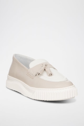 Mocassins en cuir - Blanc et beige