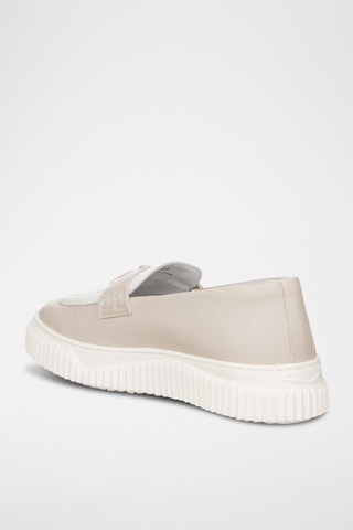 Mocassins en cuir - Blanc et beige