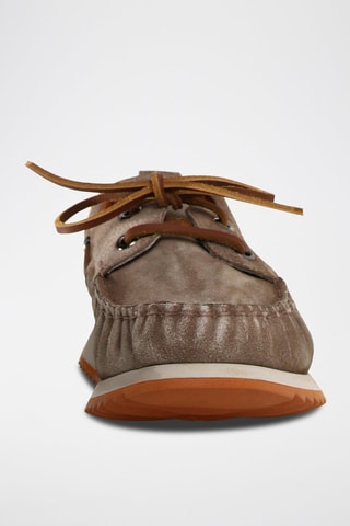 Chaussures bateau en nubuck - Marron et gris
