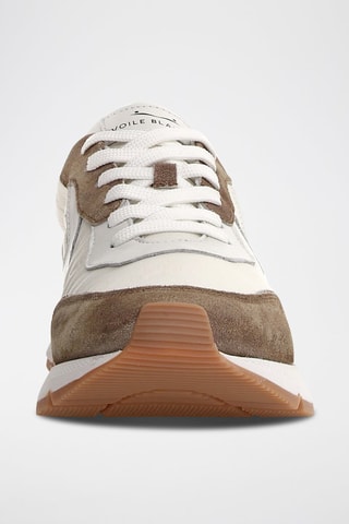 Baskets en cuir - Blanc, noir et gris