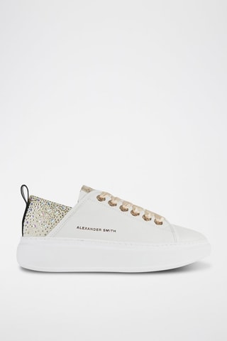 Baskets plateformes en cuir Wembley - Blanc et beige