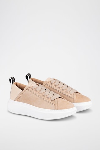 Baskets plateformes en cuir - Noir et beige