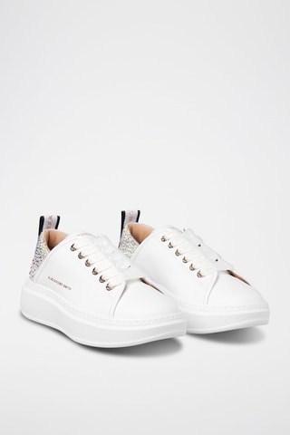 Baskets plateformes en cuir Wembley - Blanc et bleu