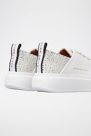 Baskets plateformes en cuir Wembley - Blanc et bleu