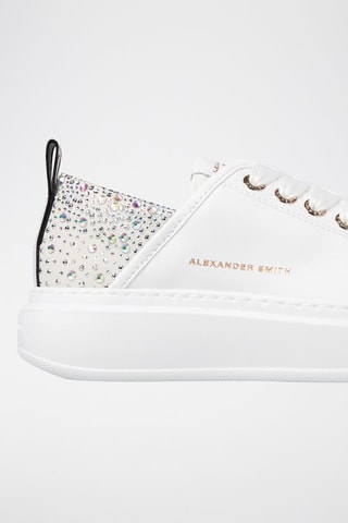 Baskets plateformes en cuir Wembley - Blanc et bleu