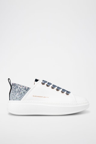 Baskets plateformes en cuir Wembley - Blanc et gris