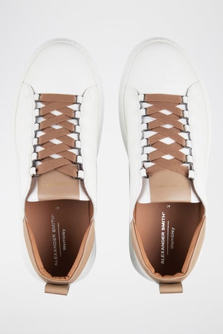 Baskets en cuir Wembley - Blanc et marron