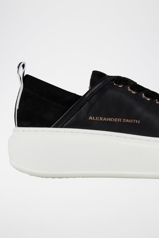 Baskets plateformes en cuir - Blanc, noir et doré