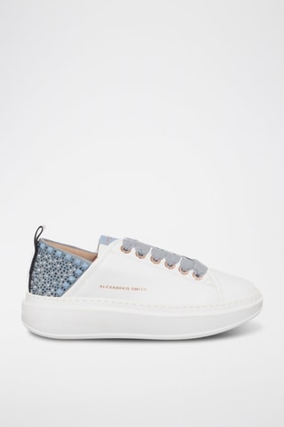 Baskets plateformes en cuir - Blanc et gris