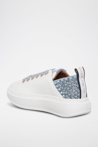 Baskets plateformes en cuir - Blanc et gris