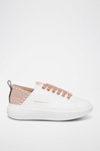 Baskets plateformes en cuir - Blanc et beige