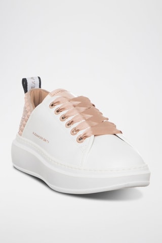 Baskets plateformes en cuir - Blanc et beige