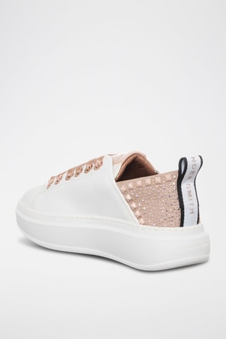 Baskets plateformes en cuir - Blanc et beige