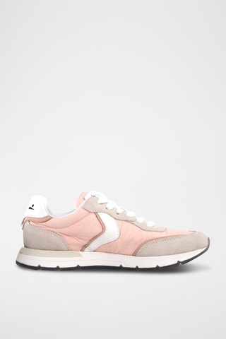 Baskets en cuir - Blanc, beige et orange