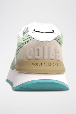 Baskets en cuir - Blanc, beige et vert