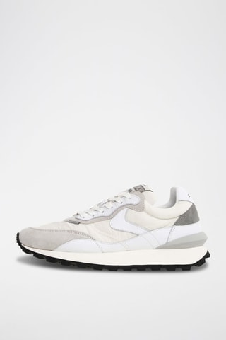 Baskets en nubuck - Blanc, noir et gris