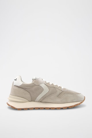 Baskets en cuir - Blanc, noir et gris