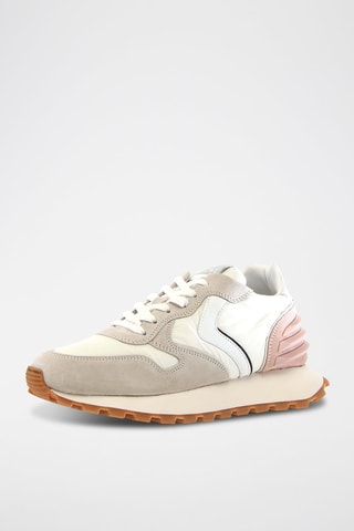 Baskets en cuir - Blanc, rose et gris