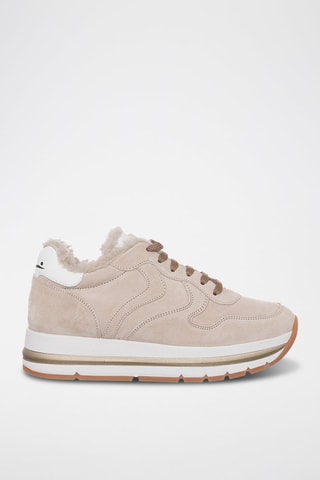 Baskets fourrées en nubuck - Beige
