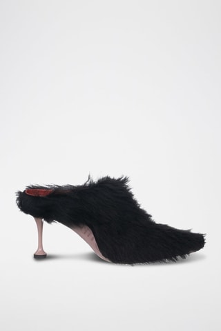 Mules à talons en cuir - Noir