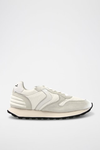 Baskets en cuir - Blanc, noir et gris