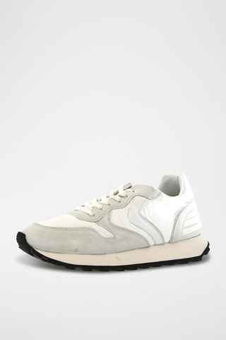 Baskets en cuir - Blanc, noir et gris