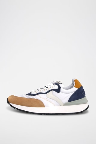 Baskets en cuir - Blanc, bleu et marron