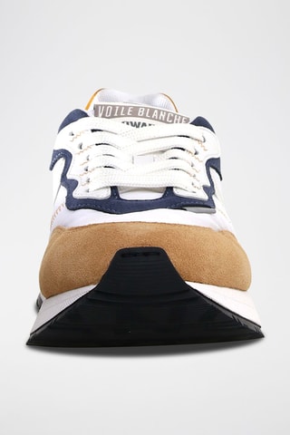 Baskets en cuir - Blanc, bleu et marron