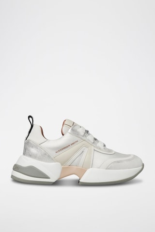 Baskets en cuir - Blanc et argenté