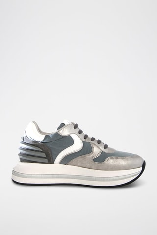 Baskets en cuir de veau Merry Power - Blanc, argenté et gris