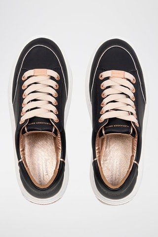 Baskets plateformes en cuir Lancaster - Blanc, noir et doré