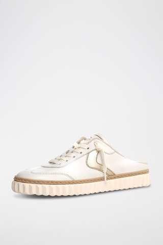 Mules en cuir - Blanc et doré