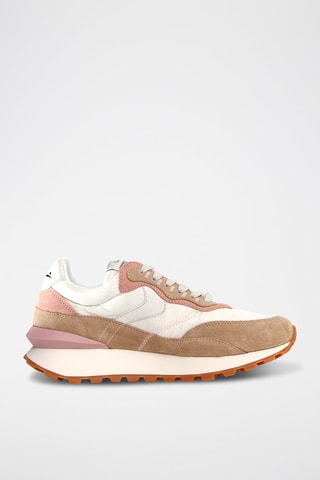 Baskets en nubuck - Blanc, beige et rose