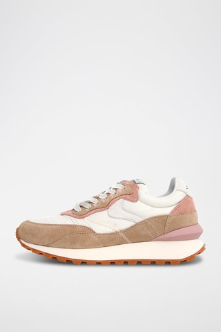 Baskets en nubuck - Blanc, beige et rose