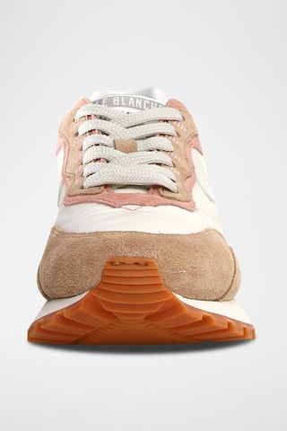 Baskets en nubuck - Blanc, beige et rose