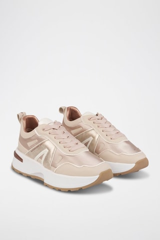 Baskets plateformes - Blanc, rose et doré