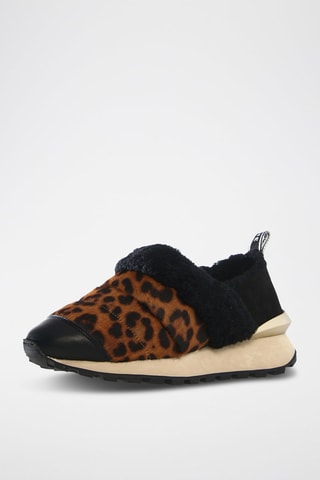 Slip-on fourrés en cuir - Marron