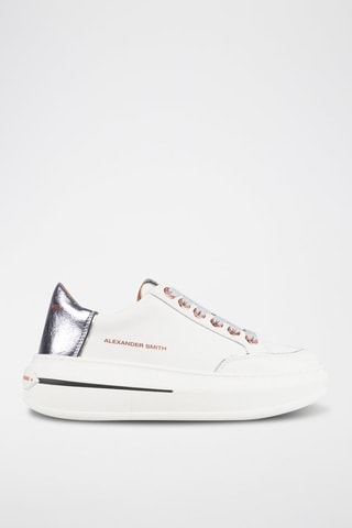 Baskets plateformes en cuir - Blanc et gris