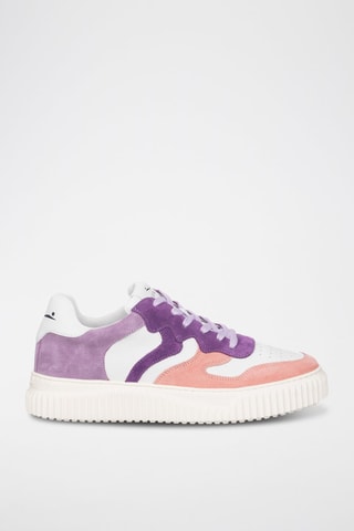 Baskets en cuir - Blanc, violet et rose