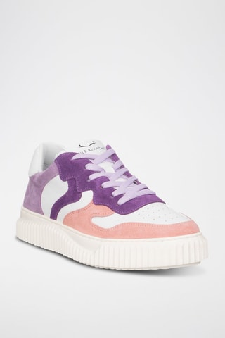 Baskets en cuir - Blanc, violet et rose