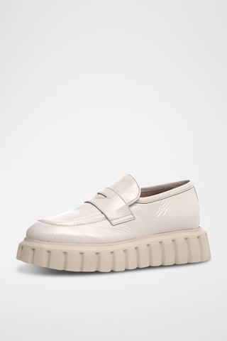 Mocassins plateformes en cuir de veau verni Grenelle - Gris