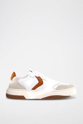 Baskets en cuir - Blanc, beige et marron