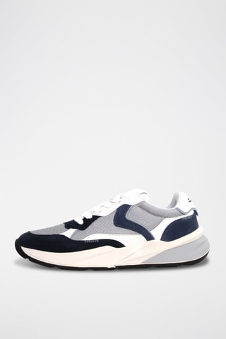 Baskets en cuir - Noir, bleu et gris