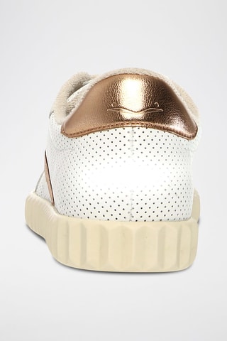 Baskets en nubuck - Blanc, beige et doré