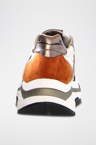 Baskets plateformes en nubuck Club 108 - Marron et argenté