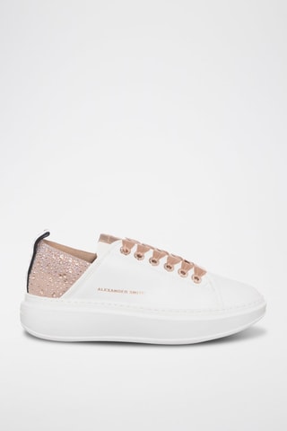 Baskets plateformes en cuir Wembley - Blanc et rose