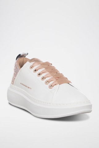Baskets plateformes en cuir Wembley - Blanc et rose