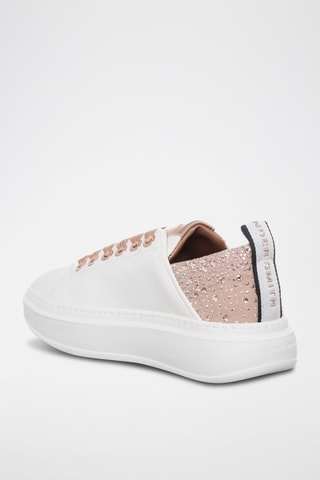 Baskets plateformes en cuir Wembley - Blanc et rose
