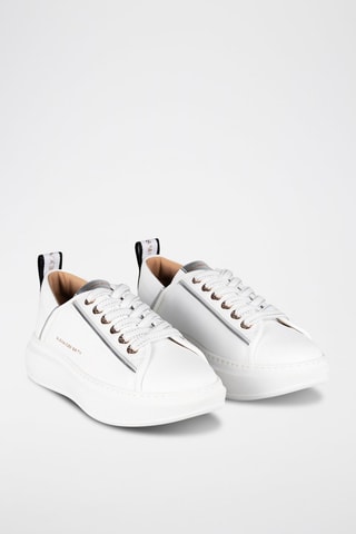 Baskets en cuir Wembley - Blanc et argenté